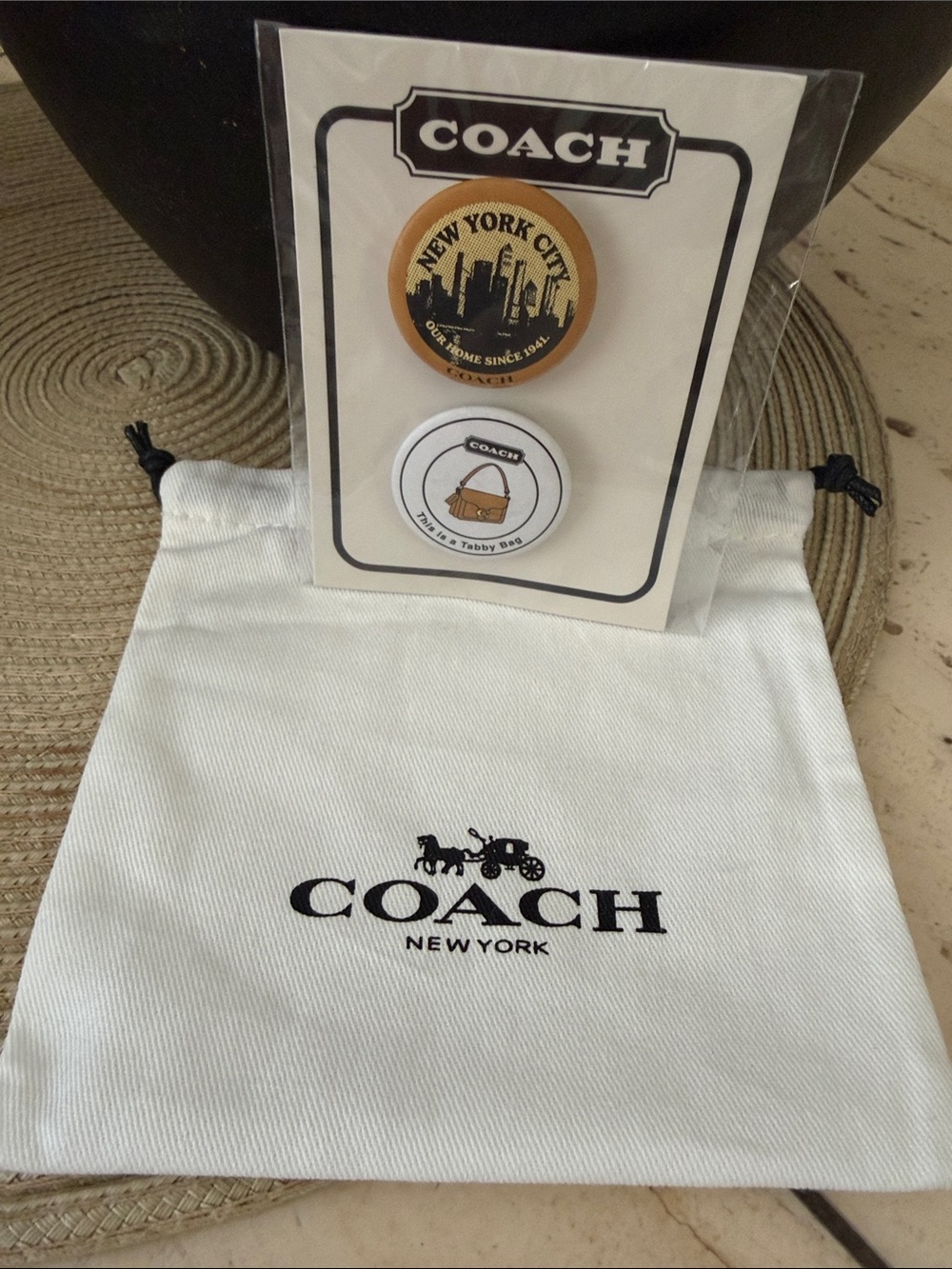 Coach 5"x5" Dustbag w/Two-Pin Set NYC 1941 & Tabby Bag from Japan Line